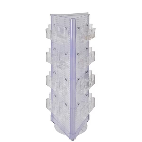 3-Sided Rotating Pegboard Rack W/ 72 Brochure Pockets 16